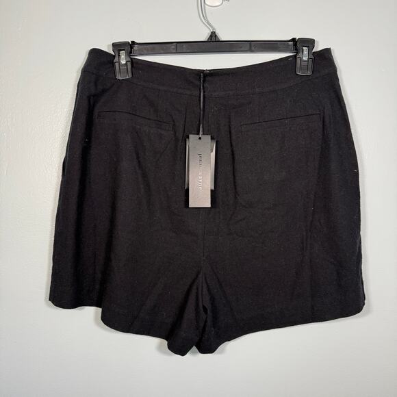 Jenni Kayne 100% Raw Silk Pleated Trouser Shorts Black 14 Tailored Resort - Picture 3 of 8